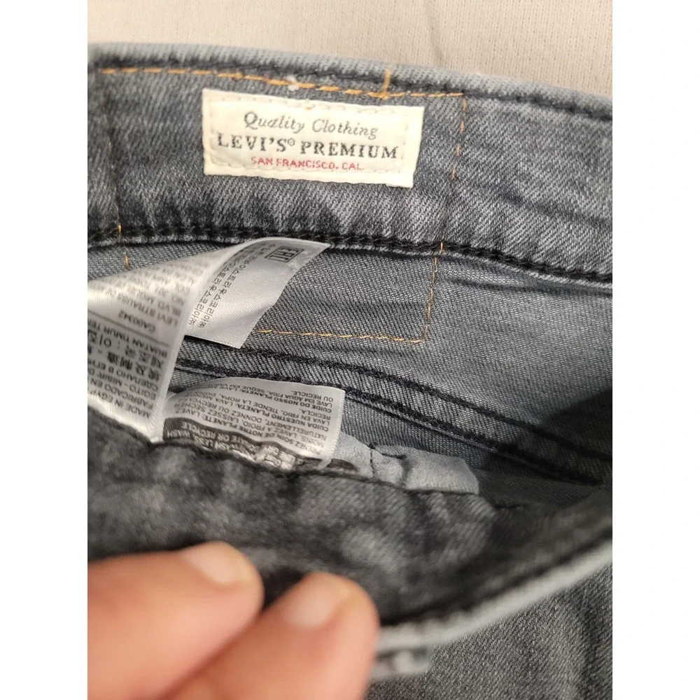 Levis Premium 512 Jeans Mens 30x30 Big E Gray Distressed Ripped Slim Taper Pants